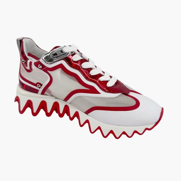 Christian Louboutin Sharkina White Mesh Red Sneakers Size 38 US 8 Women's 6968 - Picture 11 of 14